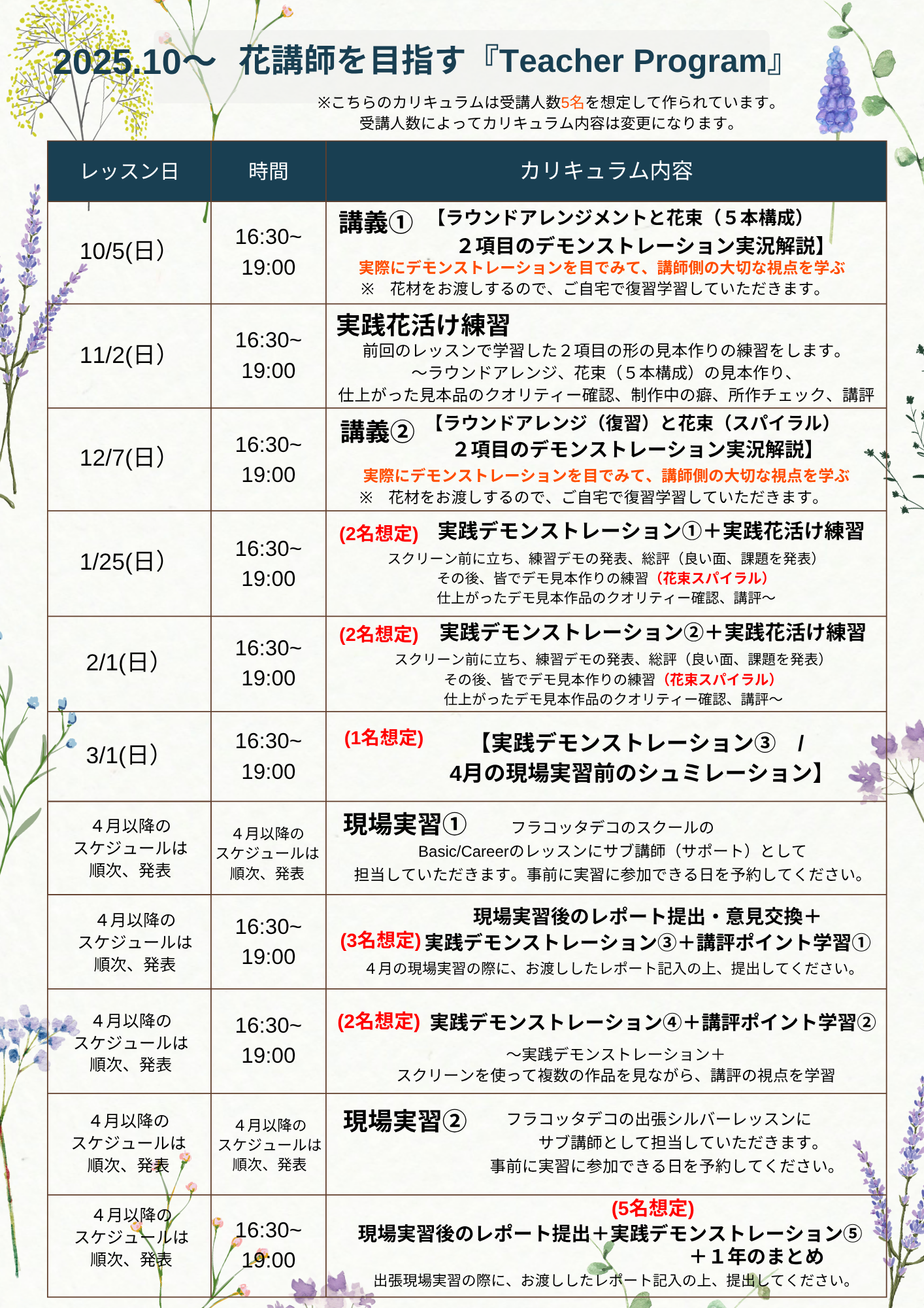 花の講師を目指す『Teacher Program』2期メンバー募集スタート