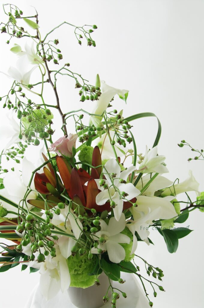 【市場見学・仕入実習NO3】生徒さん、花市場で仕入れた花材で作品を制作！