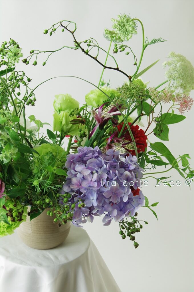 【市場見学・仕入実習NO4】生徒さん、花市場で仕入れた花材で作品を制作!