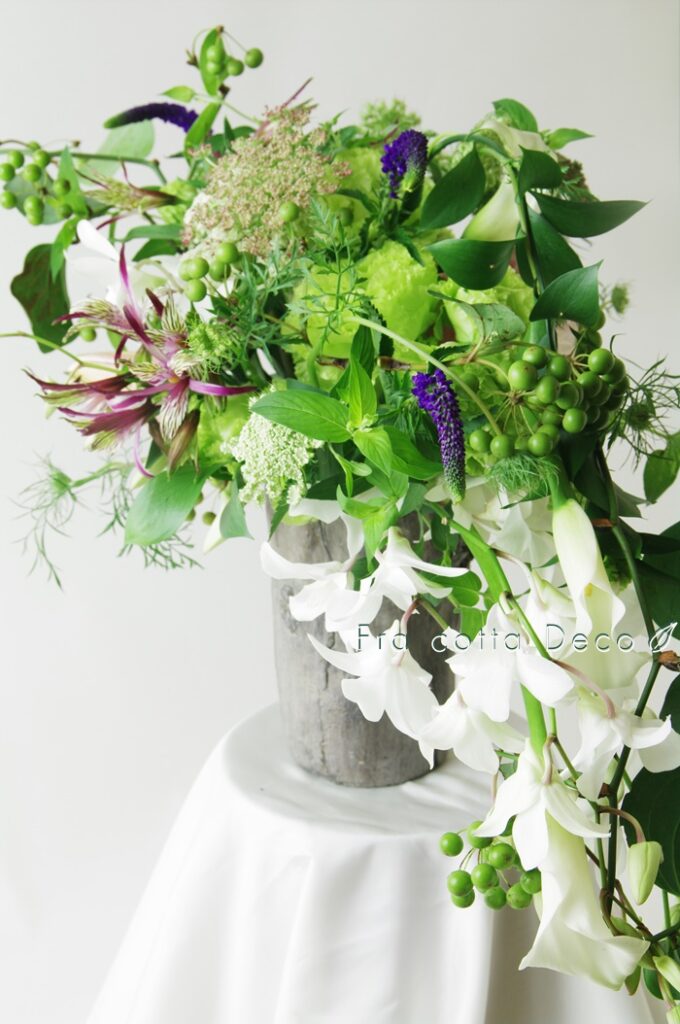【市場見学・仕入実習NO4】生徒さん、花市場で仕入れた花材で作品を制作！