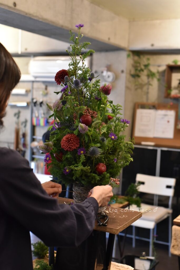 12月のレッスンは手作りクリスマスツリー